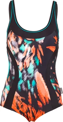 Produktbild von BECO the world of aquasports Badeanzug Feathers mit figurformenden Nähten schwarz-bunt 38