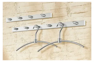Produktbild von Garderobenleiste mit 4 Haken, Edelstahl matt