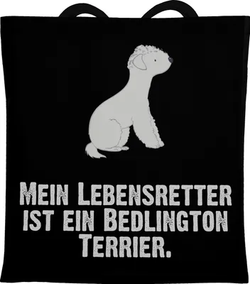 Produktbild von Mr. & Mrs. Panda Uni Tasche Bedlington Terrier Lebensretter - Schwarz - Geschenk, Tote Bag, Beutel, Jutebeutel, Shopping, Schultasche