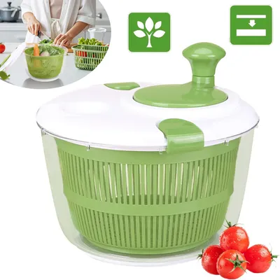 Produktbild von Salatschleuder Klein, mit Deckel und 5L Salatschüssel und Masche, Salat Schleuder Zum Wäscht und Trocknet Salat, Gemüse und Obst