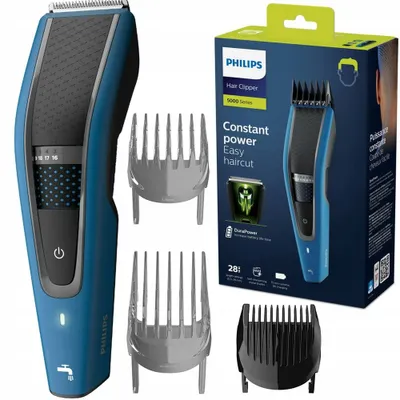 Zdjęcie produktu dla Philips 5000 series Hairclipper series 5000 HC5612/15 Maszynka do strzyżenia włosów z możliwością mycia, Czarny, Niebieski, 0,5 mm, 2,8 cm, 4,1 cm, Stal nierdzewna, AC/Bateria