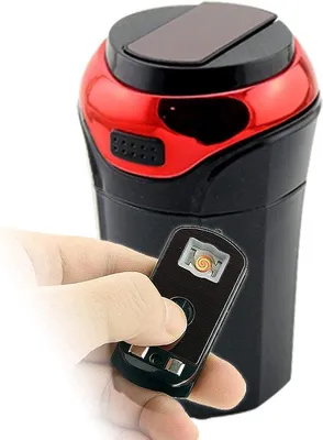 Image de Cendrier de voiture - allume-cigare amovible - Rouge classique