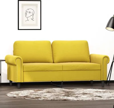 Produktbild von Design 2-Sitzer-Sofa Gelb 140 cm Samt, Schlafsofas 2024 Neu