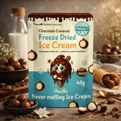 Produktbild von Froozly Freeze Dried Ice Cream Chocolate Covered Vanilla 45g