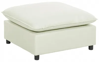 Produktbild von Moderner Stoff-Fußhocker - Cremeweiß | Farbe: Cremeweiß | Abmessungen: 75x75x40 cm