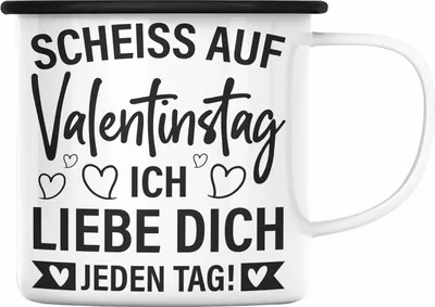 Produktbild von Trendation - Emaille Tasse Valentinstag Sch auf Valentinstag Ich Liebe Dich Jeden Tag Geschenk Freundin Freund Spruch Männer Frauen (Schwarz)