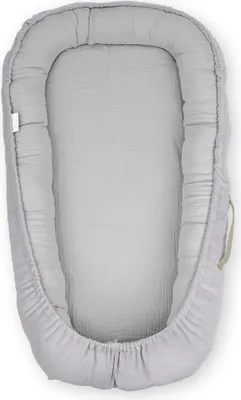 Image de regalik Nid bébé nouveau-né Gris – coton & velours hypoallergénique, lounger portable 0–8 mois, confort & sécurité, fabriqué en Europe