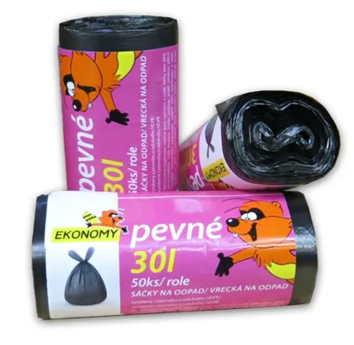 Obrázok produktu pre Vrece na odpadky 30 l 50 ks/rola čierne HDPE EKONOMY pevné 07000000