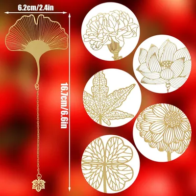 Produktbild von Metallene Lesezeichen - Wunderschöne goldene Lesezeichen - 6 Stück