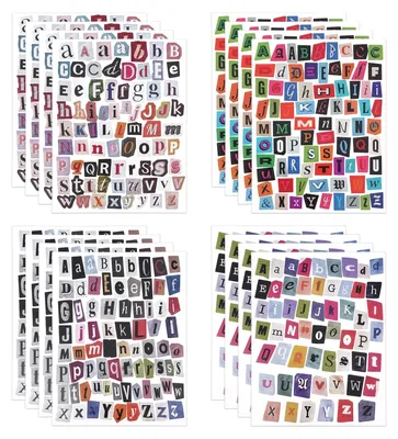 Produktbild von Buchstaben-Aufkleber - 1148 Stück Vintage Alphabet-Sticker - Für Scrapbooking Journaling und DIY-Projekte - Bunt