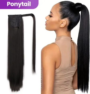 Produktbild von 65 cm dlhý rovný predlžovací cop do chvosta syntetický príčesok na predlžovanie vlasov pre ženy 120 g