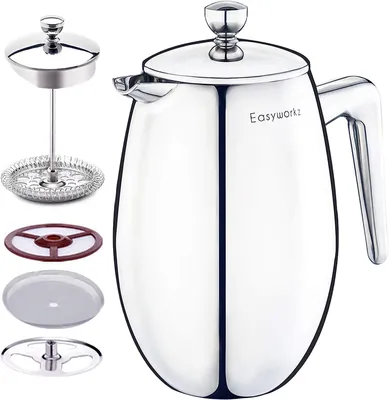 Produktbild von French Press Kaffeebereiter 1000 ml, doppelwandig Edelstahl, für Kaffee