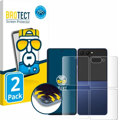 Produktbild von 2x BROTECT Fullscreen Schutzfolie für Samsung Galaxy Z Flip 7 (Display+Rückseite) Displayschutz Folie Fullcover Klar Transparent