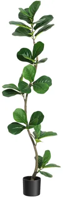 Produktbild von Künstlicher Geigenfeigenbaum - Bodenpflanze 150 cm - Realistische Blätter - Kunststoff - Für Innenbereich - Mit Übertopf
