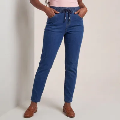 Produktbild von Stretchhose Damen Jeans 5 Pocket mit Gummizug Gr. 36 - 46 bequeme Freizeithose