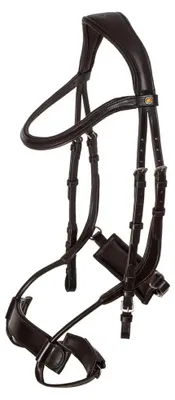 Imagen del producto de Equestro Comfitec: Cabezada de cuero anatómica, color marrón, talla completa
