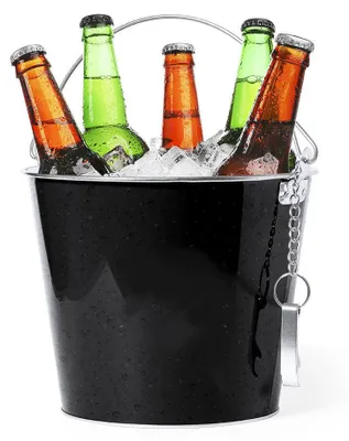 Produktbild von Eiskubel/Bierkuhler - 6L - Metall - schwarz - mit Flaschenoffner