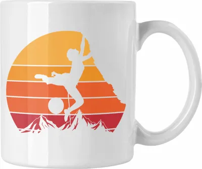 Produktbild von Trendation - Klettern Tasse Geschenk Outdoor Klettern Geschenkidee für Kletterer Grafik Berge (Weiß)