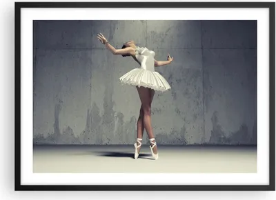 Produktbild von Gerahmtes Poster - Schwarzer Rahmen - Ballerina Weiß Wand - 70x50 cm - Wand Bild - Wanddeko - Wandbilder - Kunstposter - Wandposter - Bilderrahmen - Bilder - Kunstdruck - Wandbild - P2BAA70x50-4344