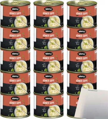 Produktbild von Menzi klare Hühner-Suppe 3er Pack (15x200ml Dose) + usy Block