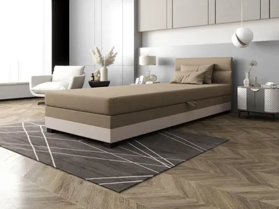 Obrázok produktu pre Jednolôžková čalúnená posteľ 80x195 NALINDA 2 - hnedá / ecru