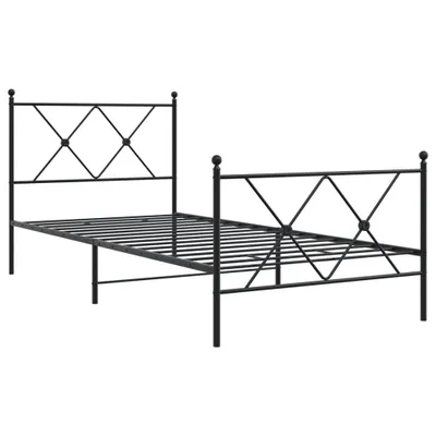Produktbild von Bettgestell mit Kopf- und Fußteil Metall Schwarz 90x190 cm