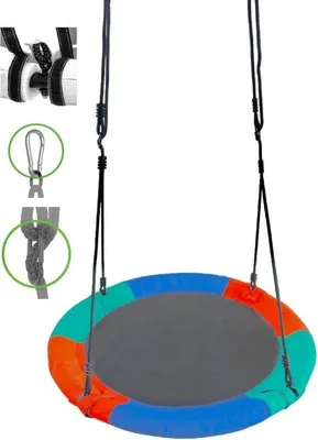 Immagine prodotto di Altalena da giardino rotonda 110 cm rosso/blu/verde, fino a 150 kg