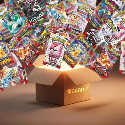 Produktbild von Pokémon Booster Set – 50x deutsche Boosterpacks (zufällige Sets) + Card-Up Überraschung