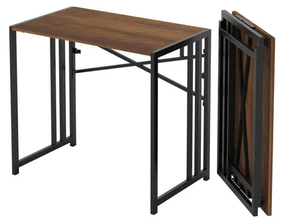 Obrázok produktu pre Skladací počítačový stôl 90 cm - Úsporný - Mahagón - Bez montáže