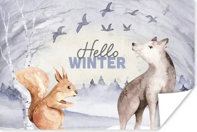Produktbild von MuchoWow® Poster Schnee - Winter - Tiere 60x40 cm - Schlafzimmerdekoration