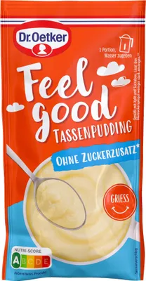 Produktbild von Dr. Oetker Feel Good Tassenpudding Grieß ohne Zuckerzusatz Packung 67g