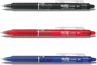 Obrázok produktu pre Pilot FriXion Ball Clicker, Pripínacie pero, Čierna, Modrá, Červená, Čierna, Modrá, Červená, Plast, 3 kusov