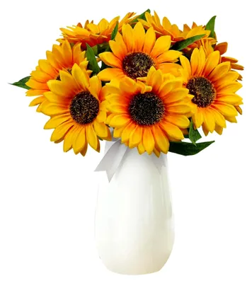 Produktbild von 10 künstliche Sonnenblumen mit Einzelstiel, Seidenblumen für Hochzeitssträuße, Tischdekoration und Innendekoration