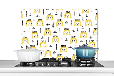 Obrázok produktu pre MuchoWow® Splashback Kuchyňa - Kuchynský backsplash - Ochrana steny pre sporák a drez Dievčatá - Princezná - Korunka - Vzory - Dievča - Deti - Deti