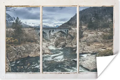 Produktbild von MuchoWow® Poster Aussicht - Brücke - Wasser 90x60 cm - Schlafzimmer
