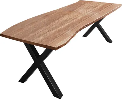 Produktbild von SAM® Esstisch Baumkante massiv Akazie natur 240 x 100 X-Gestell schwarz XAVER