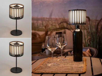 Produktbild von 2er SET Akku Tischleuchten ohne Kabel - kabellose Flaschenlampe USB aufladbar