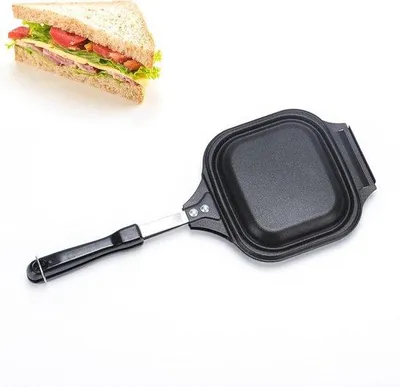 Produktbild von Doppelte Pfannen für Frühstücks-Sandwiches - Backen Sie Pfannkuchen, Omeletten, Frittatas - Niedrigschwelliges Panini-Backgerät