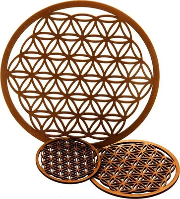 Produktbild von Holz Blume des Lebens Set 3-teilig 7-17cm