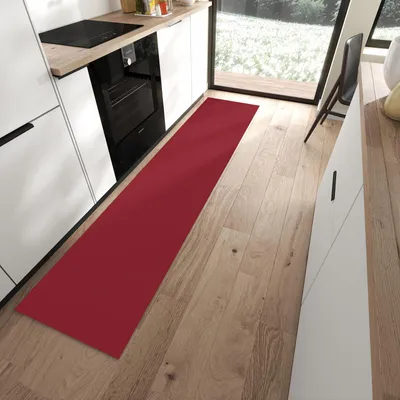 Produktbild von Küchenteppich 60x270cm rutschfest & abwischbar PVC Läufer - Weinroter Hintergrund II
