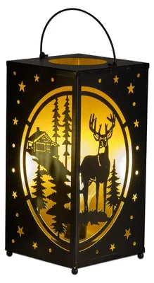 Produktbild von LED Laterne Sterne schwarz H. 26cm aus Metall mit Timer Formano