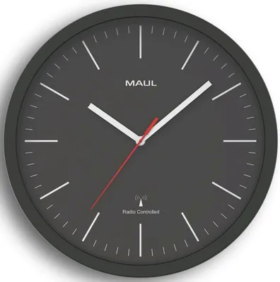 Produktbild von MAUL Wanduhr MAULjump Ø 31 x 4.2 cm funkgesteuert Kunststoff 1 x AA (1.5 V) schwarz