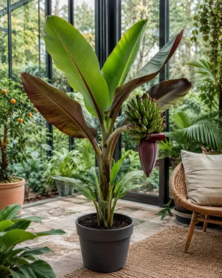 Immagine prodotto di Banano resistente al freddo Musa sikkimensis Ever Red 40-60 cm – Pianta esotica di banano per giardino, terrazzo e vaso