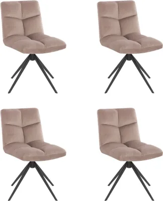 Produktbild von HOME DELUXE - Esszimmerstuhl NODA - 4er Set, Farbe: Samt Hellbraun - 360 Grad drehbar, weiche Polsterung, bis 120 kg belastbar I Küchenstuhl Speisestühle Esszimmerstühle