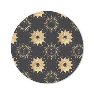 Produktbild von MuchoWow® Mauspad Mousepad Muster - Sonne - Sterne - Gold 20x20 cm - Mousepads - Maus Mat - Pad - Mausunterlage - Schreibtischmatte