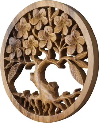 Produktbild von Lebensbaum Wandbild Wanddeko Mandala Zeichen Wandrelief Symbol Mythologie Deko Holz Natur 30 cm