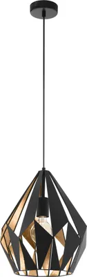 Produktbild von EGLO Hängelampe Carlton 1, Vintage Esstisch Pendelleuchte, Retro Esszimmerlampe aus Metall in Schwarz und Gold, E27 Fassung, Ø 31 cm