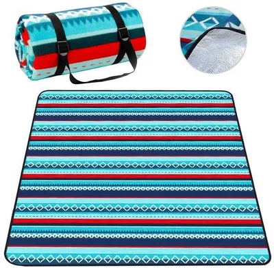 Obrázok produktu pre Uniqoos® vodotesná, skladacia pikniková deka 200 x 200 cm – vonkajšia deka s vodotesnou spodnou vrstvou, s popruhom na nosenie cez rameno, umývateľná, vhodná do parku, na pláž a na kempovanie