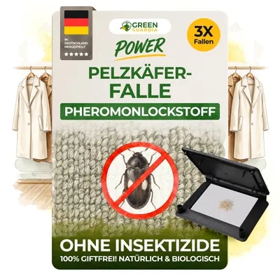 Produktbild von Pelzkäfer Falle mit Lockstoff -3x Fallen- Mittel gegen Pelzkäfer, Wirksam Pelzkäfer bekämpfen, Pheromonfallen für Textilien & Wohnbereiche