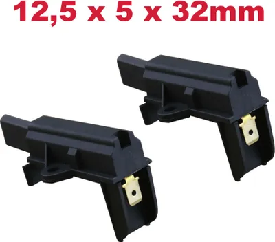Produktbild von 2x Kohlebürsten Motorkohlen 12,5x5x32 mm für BEKO WKL61011EM-RUS B1 C F16 1000 TS TP, BEKO WKL61011EMS-RUS B1 C F16 1000 TS TP - mit Halter